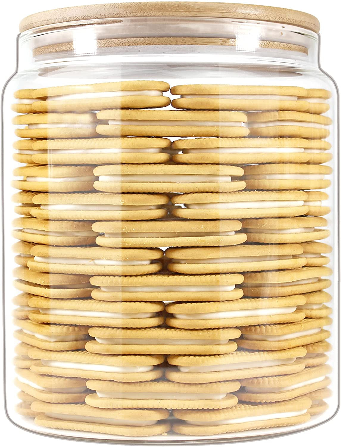 Glass Jars with Bamboo Lids, Large Food Storage Containers, 1 Gallon Flour Co Ntainer, Large Glass Food Storage Canister with Lids, Kitchen Pantry Jars