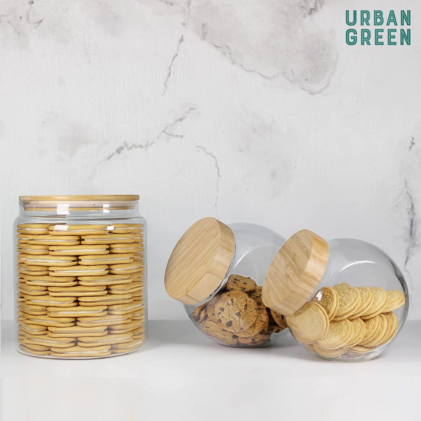 Glass Jars with Bamboo Lids, Large Food Storage Containers, 1 Gallon Flour Co Ntainer, Large Glass Food Storage Canister with Lids, Kitchen Pantry Jars