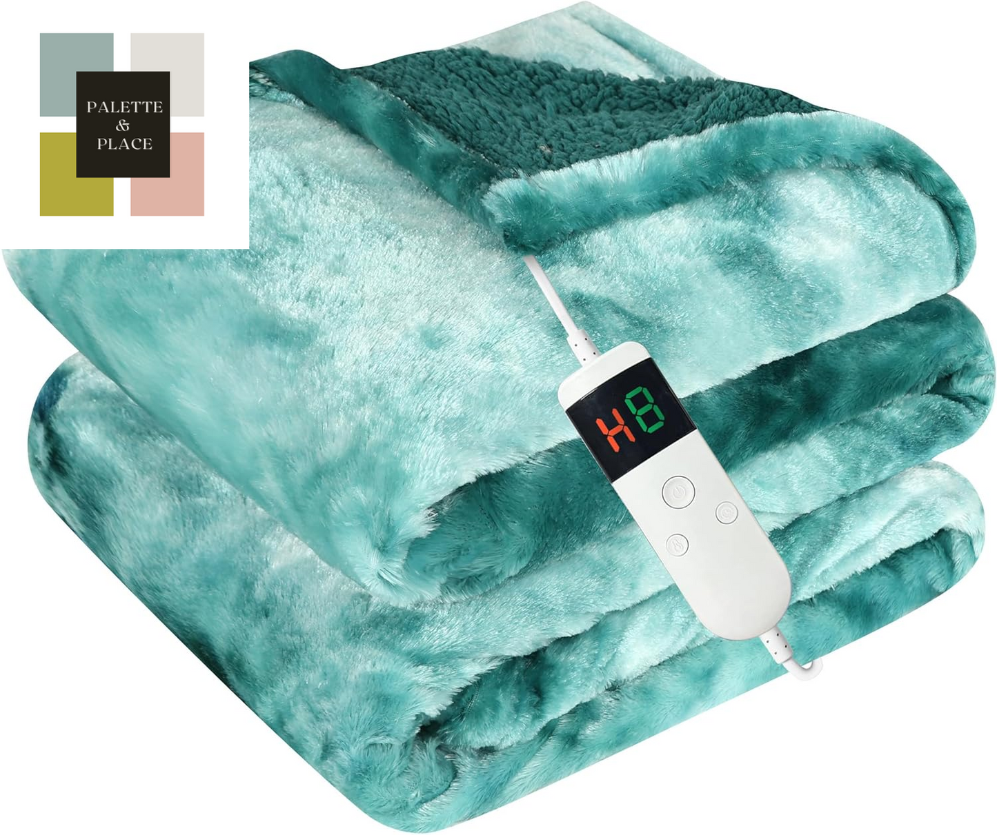Electric Heated Blanket Throw 50''X60''Size Faux Fur Heating Blanket 10 Heating Settings, 1-8H Timer & Overheat Protection, Machine Washable, Soft Flannel and Sherpa Full Body Warmth