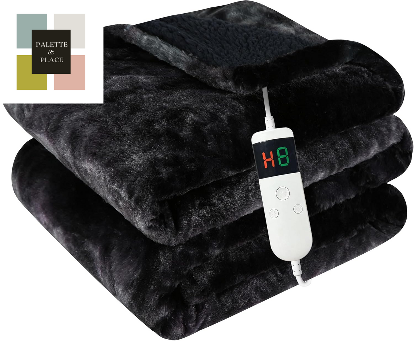 Electric Heated Blanket Throw 50''X60''Size Faux Fur Heating Blanket 10 Heating Settings, 1-8H Timer & Overheat Protection, Machine Washable, Soft Flannel and Sherpa Full Body Warmth