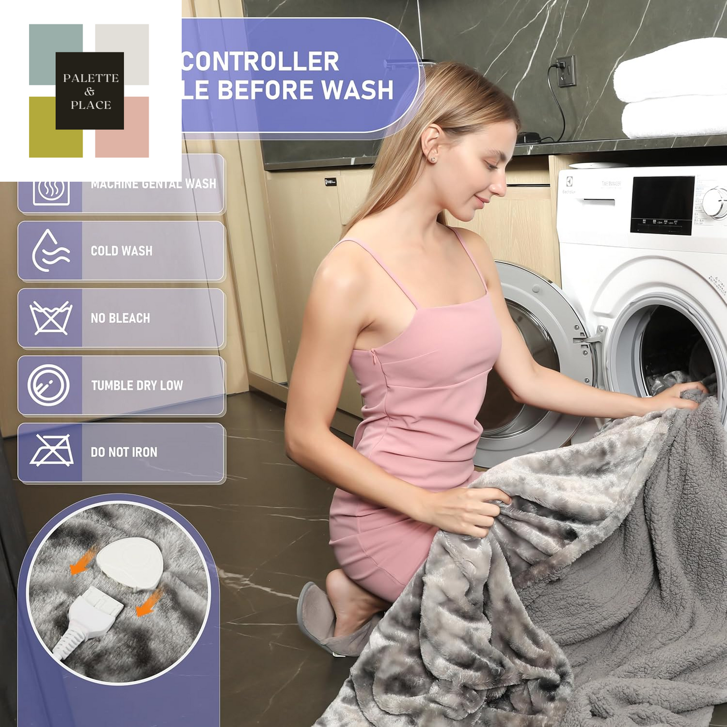 Electric Heated Blanket Throw 50''X60''Size Faux Fur Heating Blanket 10 Heating Settings, 1-8H Timer & Overheat Protection, Machine Washable, Soft Flannel and Sherpa Full Body Warmth