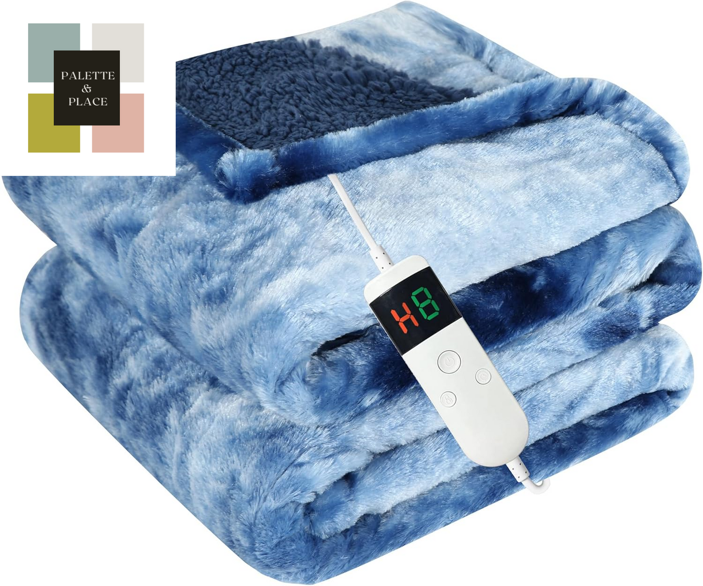 Electric Heated Blanket Throw 50''X60''Size Faux Fur Heating Blanket 10 Heating Settings, 1-8H Timer & Overheat Protection, Machine Washable, Soft Flannel and Sherpa Full Body Warmth