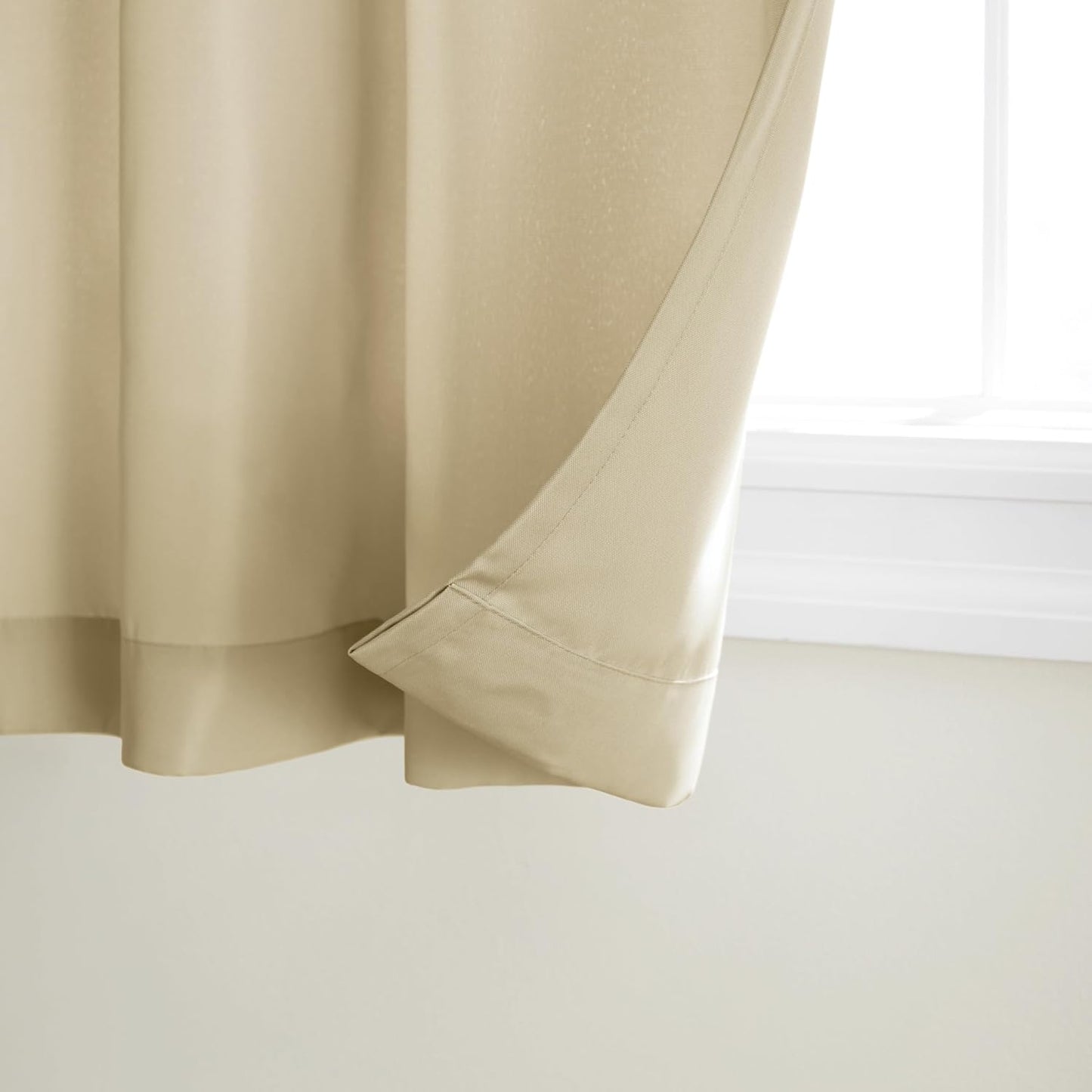 Cabana Solid Heavyweight Indoor Outdoor Curtains, Light Filtering Opacity with Grommet Top, Water Repellent, 2-Pack Set, 54"X84", Natural