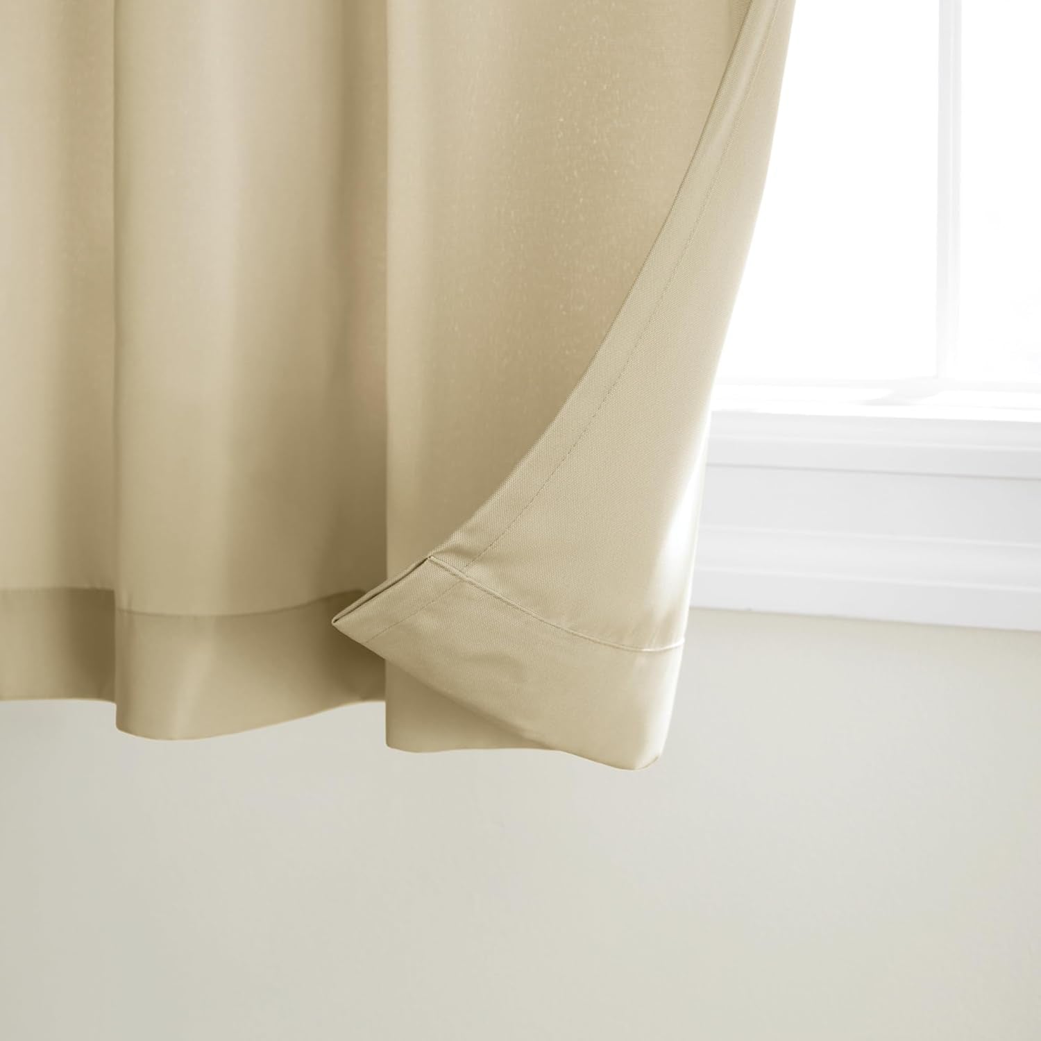 Cabana Solid Heavyweight Indoor Outdoor Curtains, Light Filtering Opacity with Grommet Top, Water Repellent, 2-Pack Set, 54"X84", Natural