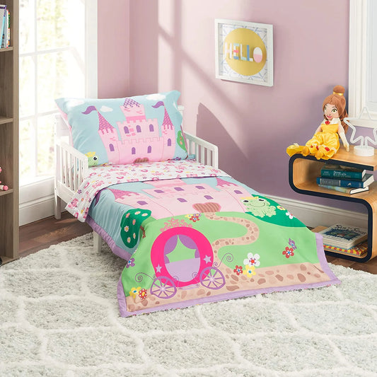 Toddler/Child Printed Microfiber/Polyester Reversible Bedding Sets, Toddler Bed, 4-Pieces