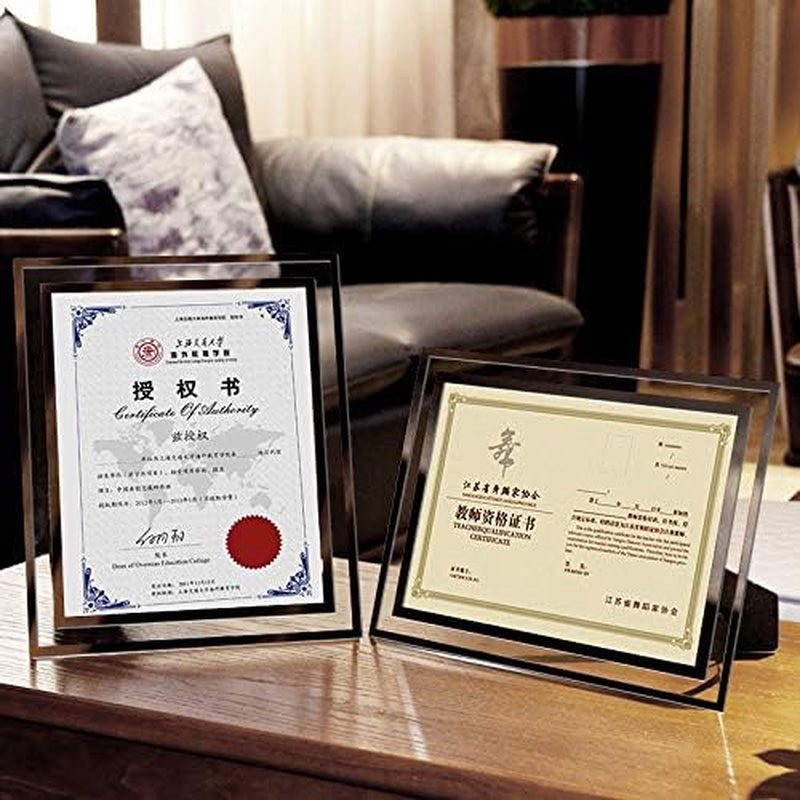 6X8 Glass Picture Frame,Silver Mirrored for Photo Display Stand on Tabletop,Pack of 2