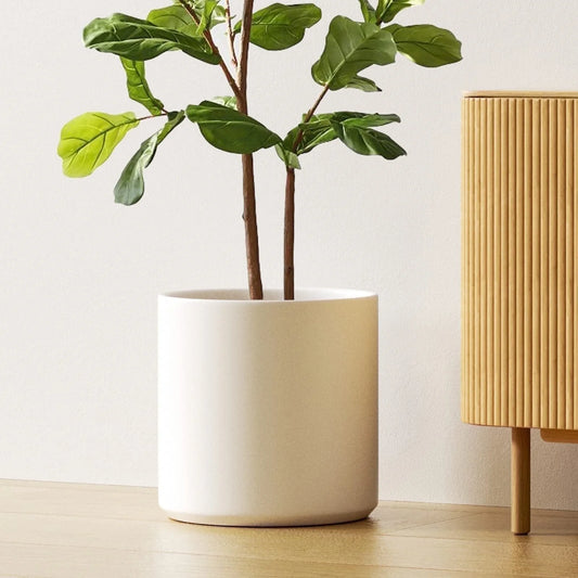 12 Inch Large Plant Pot, Ceramic Pot for Plants,Planter for Indoor Plants, Mid-Century Modern Flower Pots with Drainage Hole and Plug, White