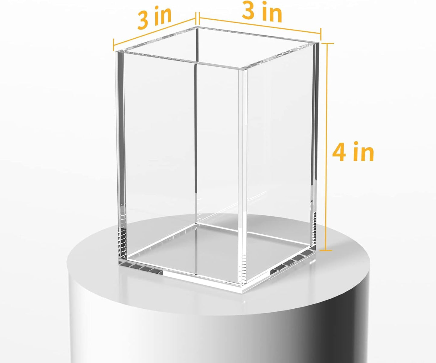 Acrylic Pen Holder 2 Pack,Clear Desktop Pencil Cup Stationery Organizer for Office Desk Accessory
