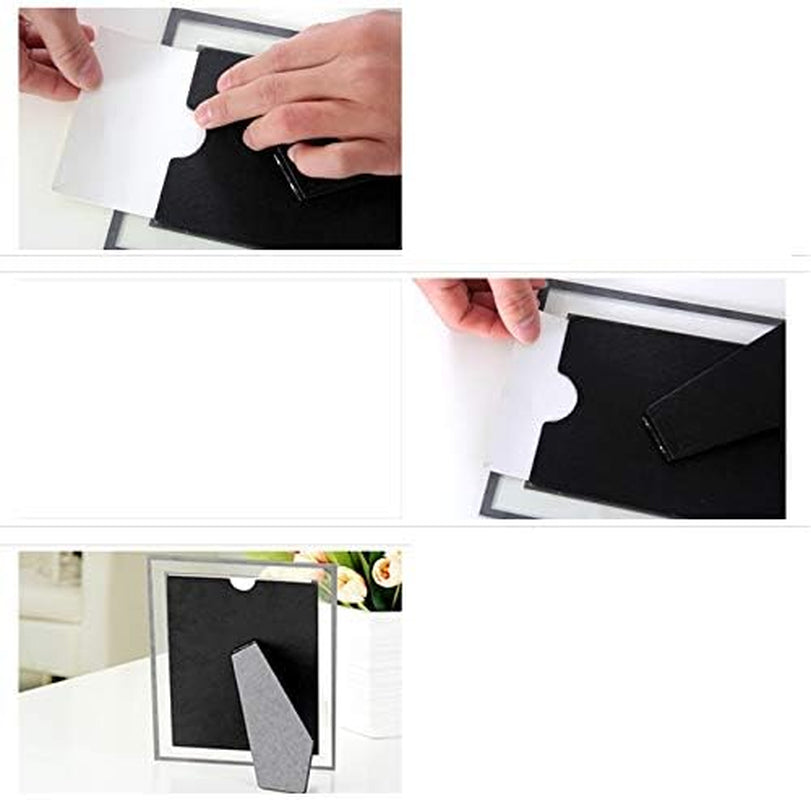 6X8 Glass Picture Frame,Silver Mirrored for Photo Display Stand on Tabletop,Pack of 2