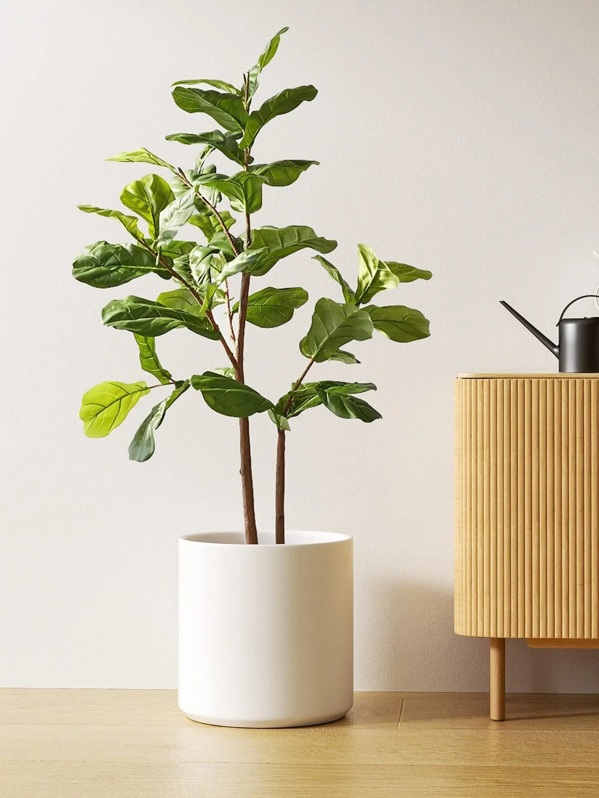 12 Inch Large Plant Pot, Ceramic Pot for Plants,Planter for Indoor Plants, Mid-Century Modern Flower Pots with Drainage Hole and Plug, White