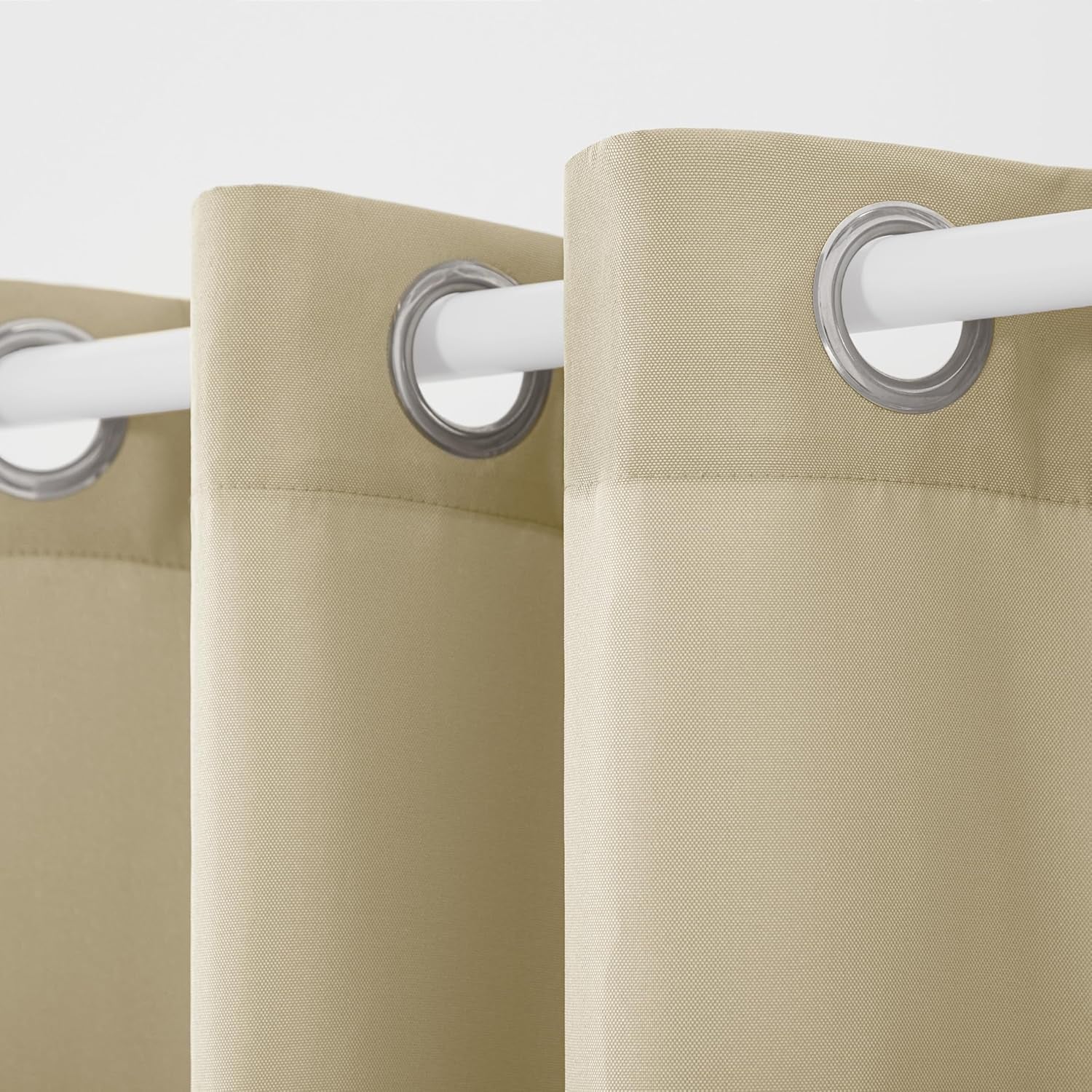 Cabana Solid Heavyweight Indoor Outdoor Curtains, Light Filtering Opacity with Grommet Top, Water Repellent, 2-Pack Set, 54"X84", Natural