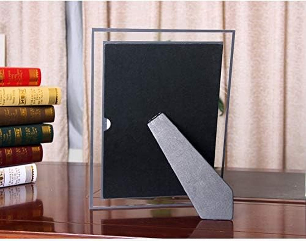 6X8 Glass Picture Frame,Silver Mirrored for Photo Display Stand on Tabletop,Pack of 2