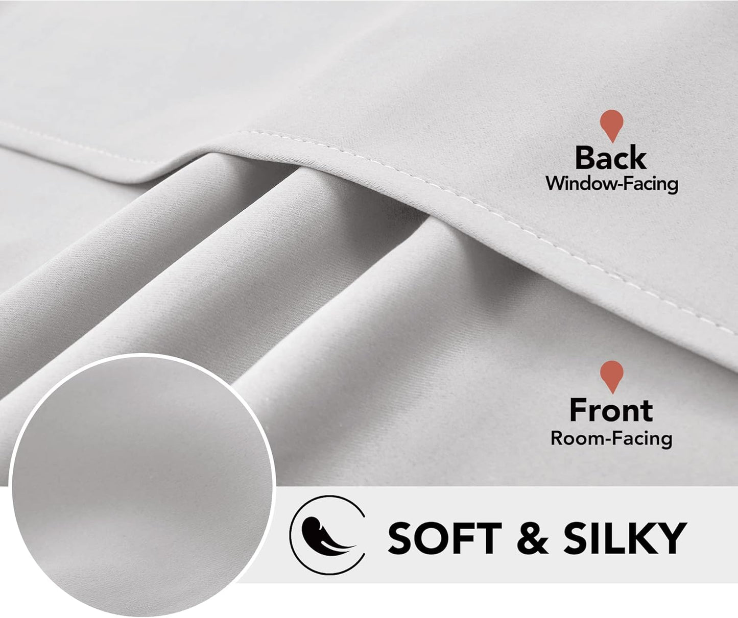 Blackout Grommet Curtains – Thermal Insulated, Noise-Reducing, Sustainable & Easy-Care Drapes for Bedroom, Living Room & Office–Oeko-Tex Certified, Greyish White, 42W X 95L Inch (Set of 2)