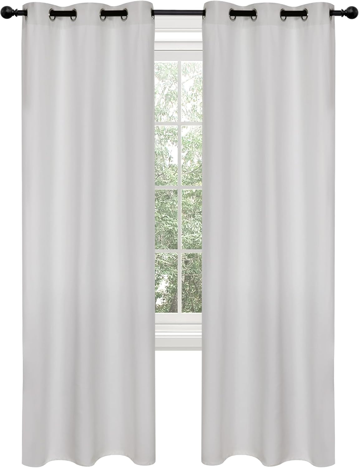 Blackout Grommet Curtains – Thermal Insulated, Noise-Reducing, Sustainable & Easy-Care Drapes for Bedroom, Living Room & Office–Oeko-Tex Certified, Greyish White, 42W X 95L Inch (Set of 2)