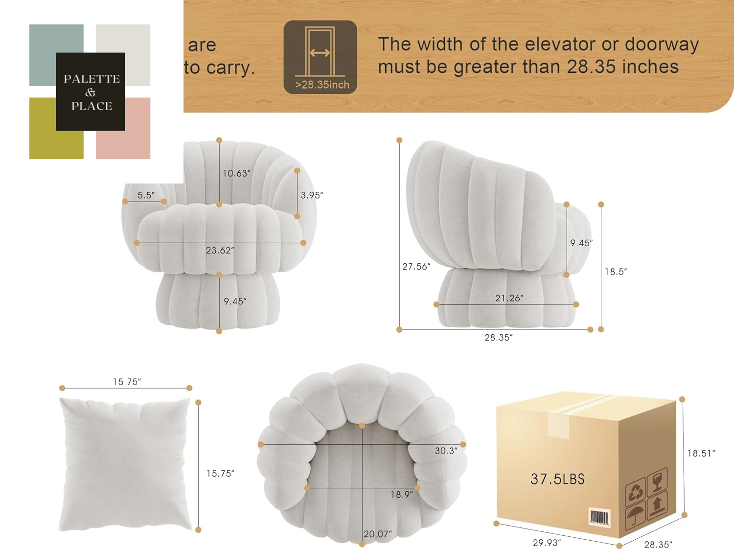 Mid Century Modern 360 Degree Barrel Swivel Accent Sofa Chair,Fluffy Velvet Fabric Lounge Wide Upholstered Pumpkin Reading Chair, round Cloud Armchair for Living Room,Bedroom,Vanity(Beige)