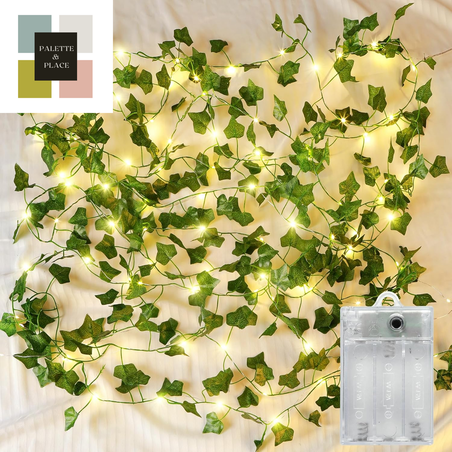 PUHONG (New) Vines with String Lights, 33Ft 100 LED Leaf String Lights, LED Artificial Vines with Fairy Light, 2 Modes Fake Vines Ivy Lights for Bedroom, Wall, Room, Garden, Party Decoration