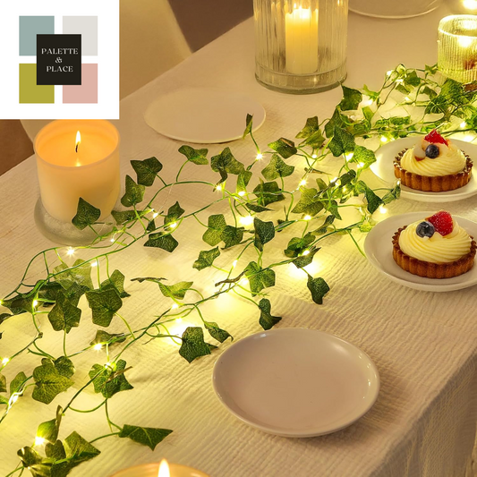 PUHONG (New) Vines with String Lights, 33Ft 100 LED Leaf String Lights, LED Artificial Vines with Fairy Light, 2 Modes Fake Vines Ivy Lights for Bedroom, Wall, Room, Garden, Party Decoration