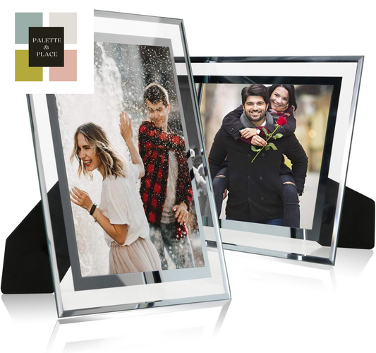 Cq Acrylic 6X8 Glass Picture Frame,Silver Mirrored for Photo Display Stand on Tabletop,Pack of 2