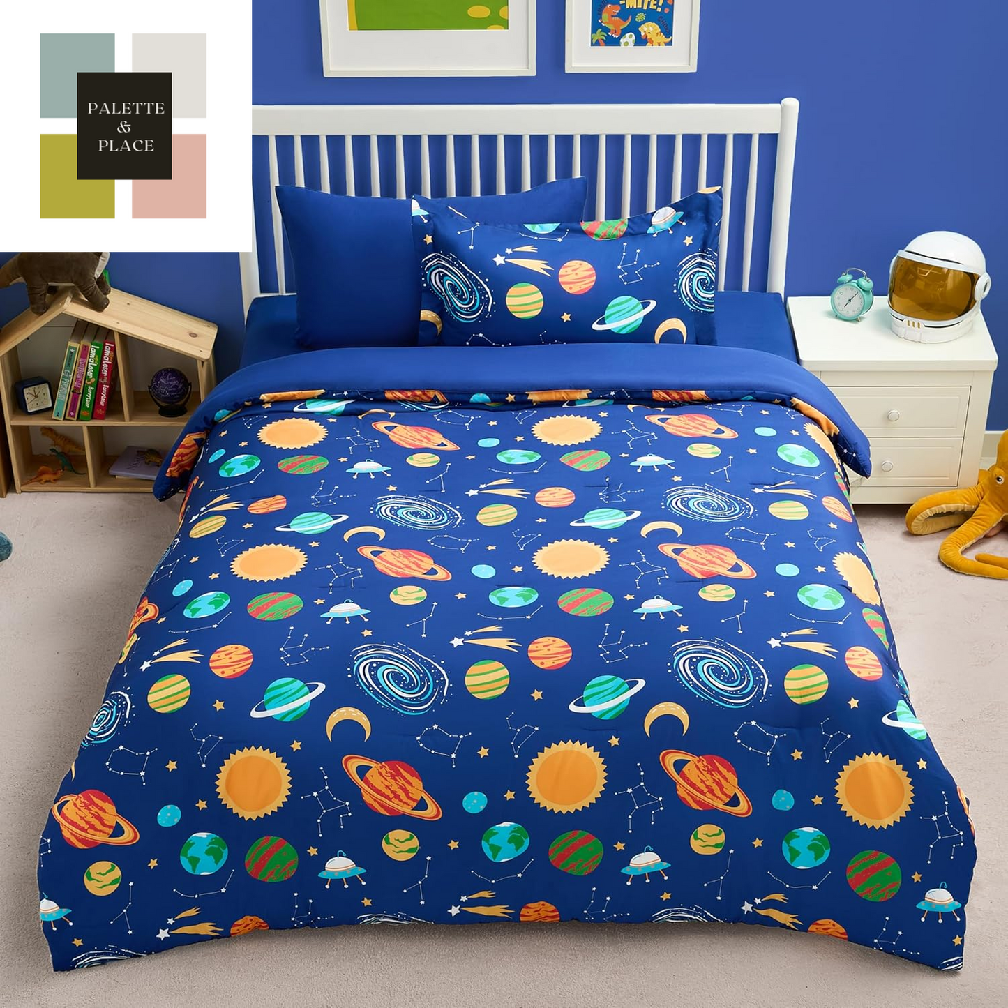 Joiedomi Kid Twin Comforter Set 5 Piece Ball Sports Bedding Set for Boys Girls Super Soft Microfiber Bed in a Bag with Comforter Sheets Pillowcase Sham