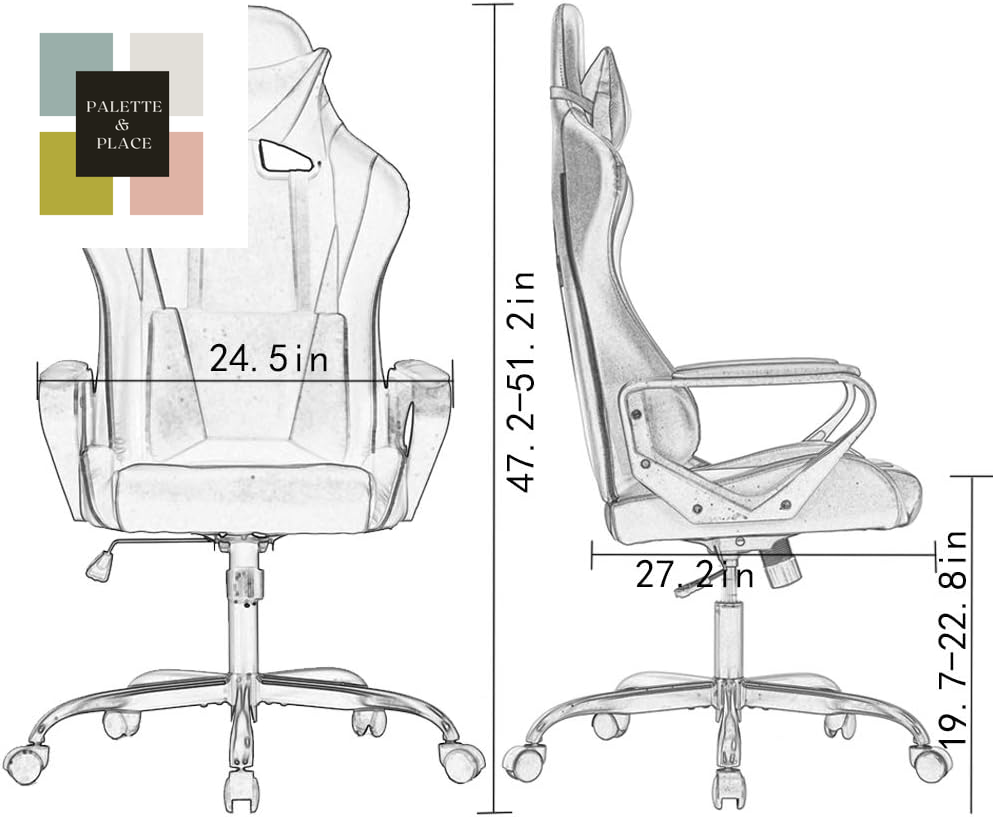Bestoffice High-Back Gaming Chair PC Office Chair Computer Racing Chair PU Desk Task Chair Ergonomic Executive Swivel Rolling Chair with Lumbar Support for Back Pain Women, Men,White