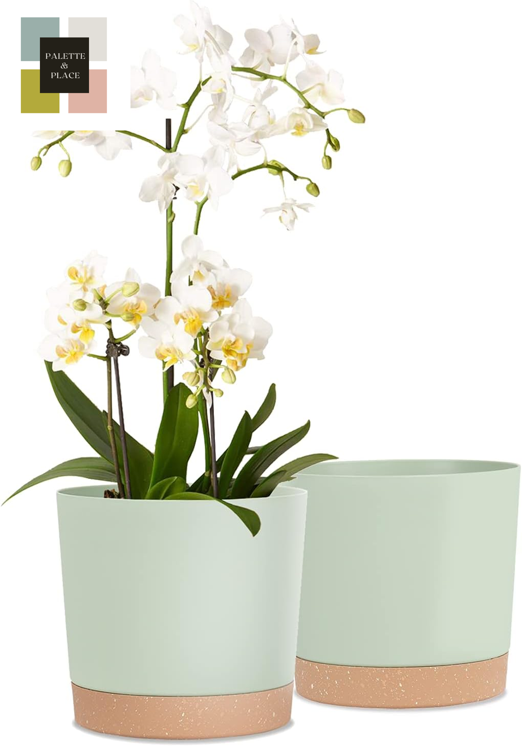 Kubvici Plant Pots for Indoor Plants, 2 Pack 10 Inch Plant Pot Plastic Flower Pots Planters with Drainage Saucer for Indoor Outdoor Garden Home (10" White)