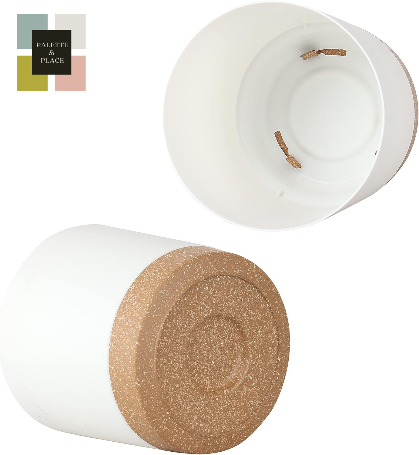 Kubvici Plant Pots for Indoor Plants, 2 Pack 10 Inch Plant Pot Plastic Flower Pots Planters with Drainage Saucer for Indoor Outdoor Garden Home (10" White)