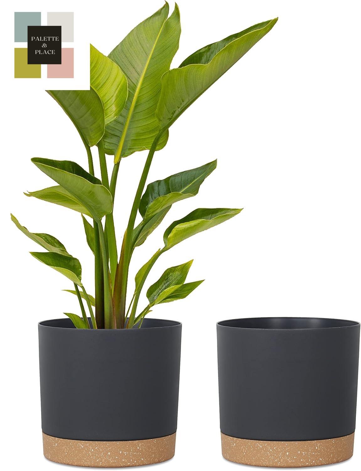 Kubvici Plant Pots for Indoor Plants, 2 Pack 10 Inch Plant Pot Plastic Flower Pots Planters with Drainage Saucer for Indoor Outdoor Garden Home (10" White)