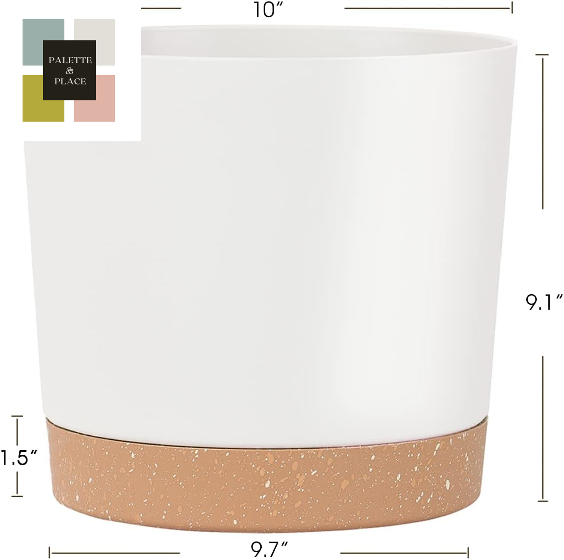 Kubvici Plant Pots for Indoor Plants, 2 Pack 10 Inch Plant Pot Plastic Flower Pots Planters with Drainage Saucer for Indoor Outdoor Garden Home (10" White)