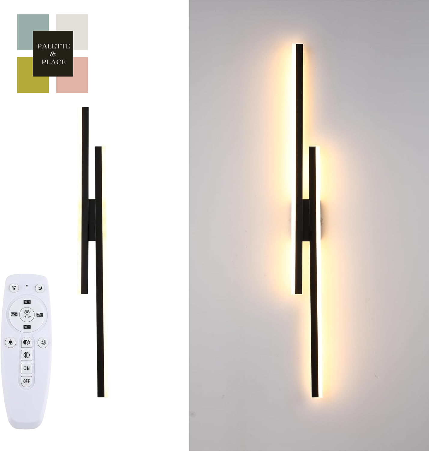 2 Pack Black Wave Wall Sconce 39.37In Modern Led Wall Lamps Bathroom Vanity Lights Lighting Fixtures over Mirror with App Smart Dimmable Light Bar for Bedroom Bedside Living Room Picture Lights