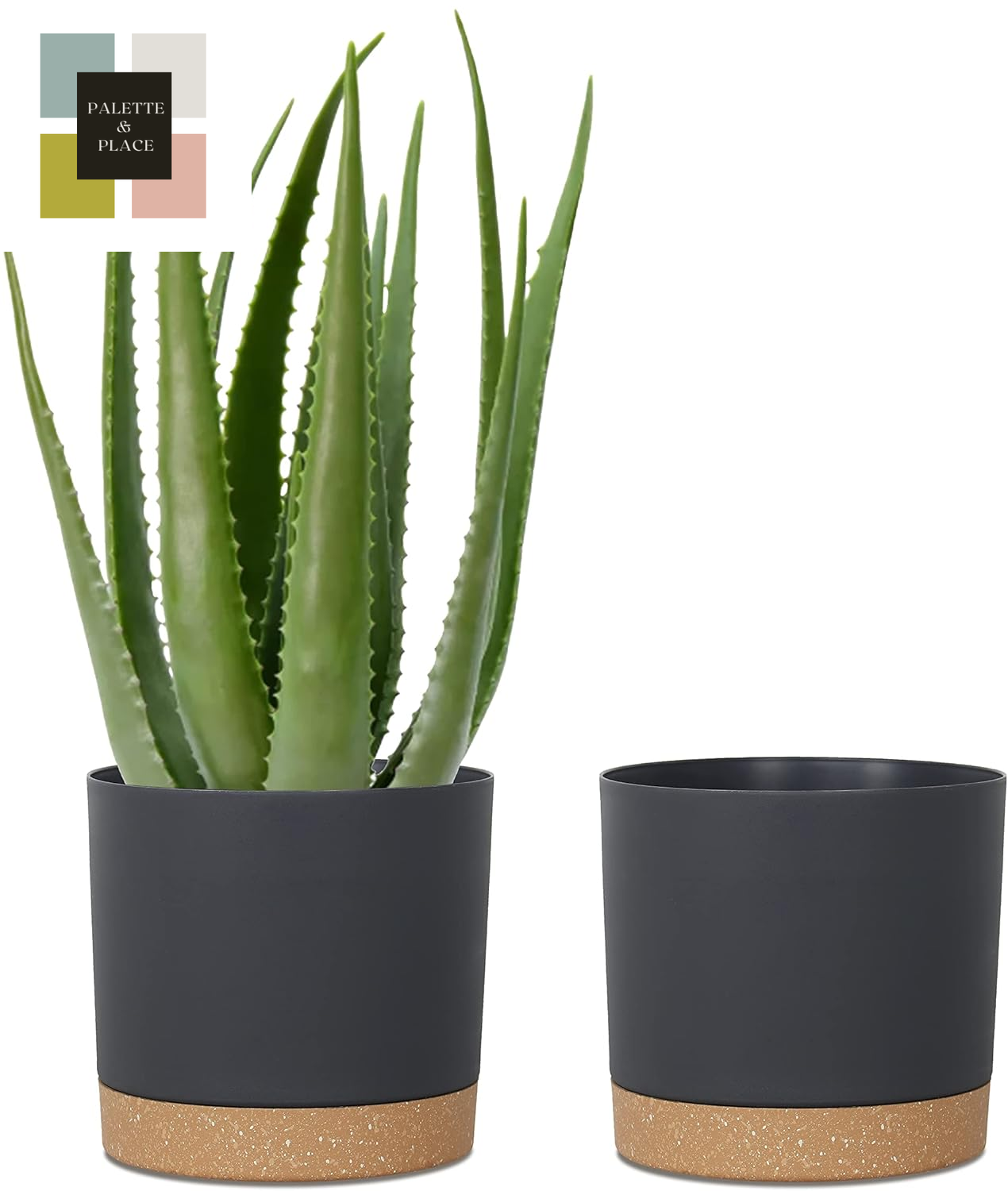 Kubvici Plant Pots for Indoor Plants, 2 Pack 10 Inch Plant Pot Plastic Flower Pots Planters with Drainage Saucer for Indoor Outdoor Garden Home (10" White)