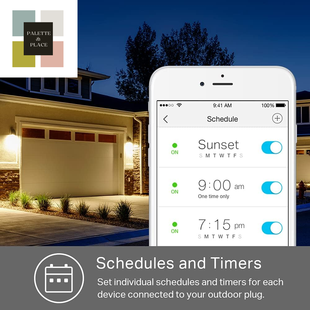Kasa Outdoor Smart Plug, Smart Home Wi-Fi Outlet Timer, Max Load 15A/1875W, IP64 Weather Resistance, Compatible with Alexa, Google Home & Smartthings, No Hub Required, ETL Certified(Kp401)