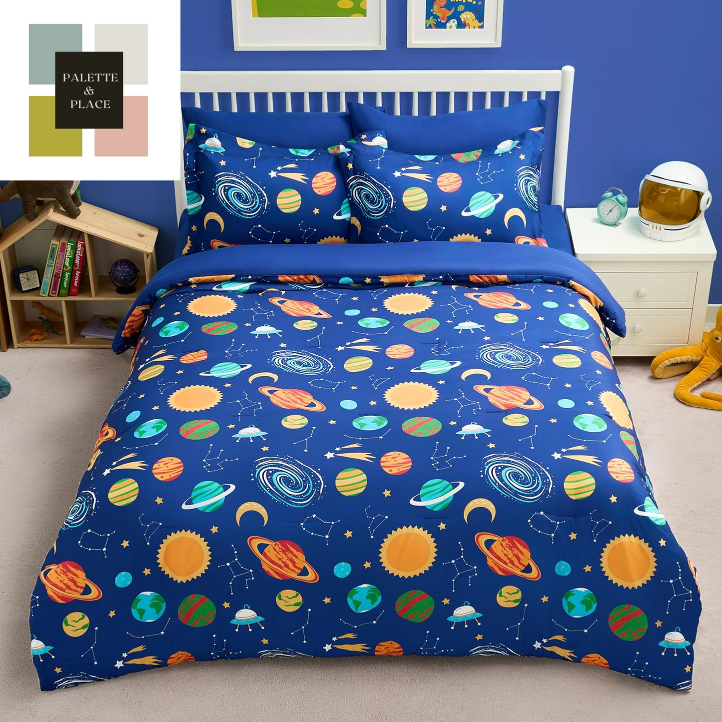 Joiedomi Kid Twin Comforter Set 5 Piece Ball Sports Bedding Set for Boys Girls Super Soft Microfiber Bed in a Bag with Comforter Sheets Pillowcase Sham