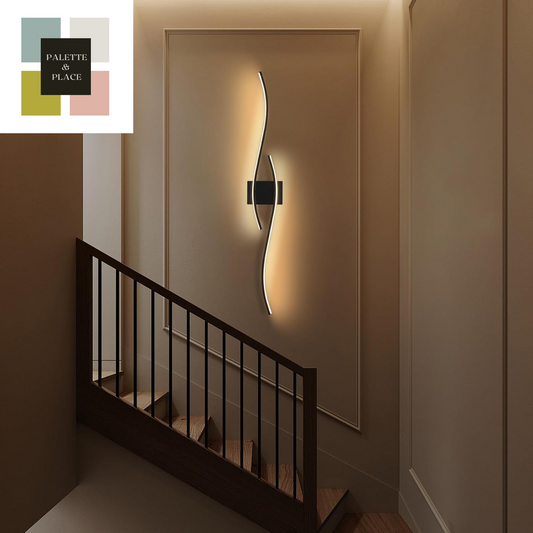 2 Pack Black Wave Wall Sconce 39.37In Modern Led Wall Lamps Bathroom Vanity Lights Lighting Fixtures over Mirror with App Smart Dimmable Light Bar for Bedroom Bedside Living Room Picture Lights