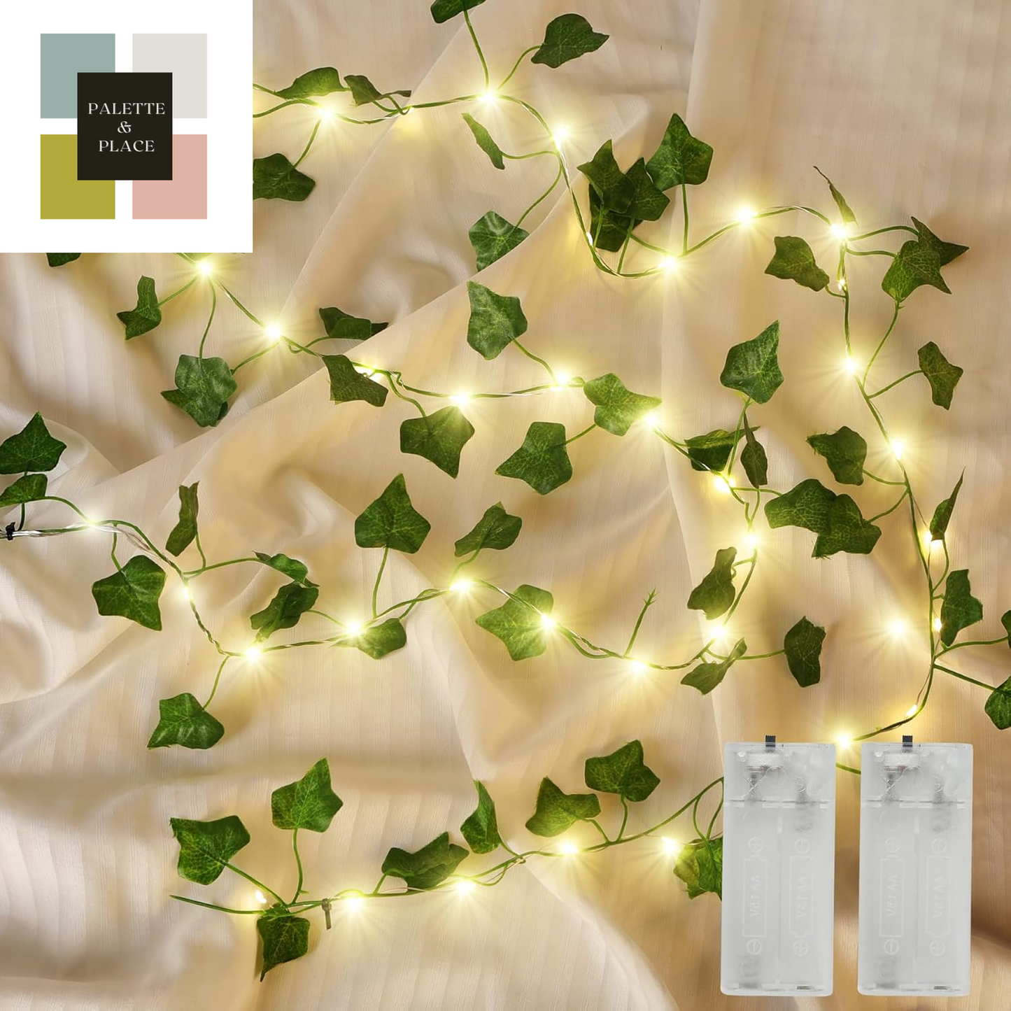 PUHONG (New) Vines with String Lights, 33Ft 100 LED Leaf String Lights, LED Artificial Vines with Fairy Light, 2 Modes Fake Vines Ivy Lights for Bedroom, Wall, Room, Garden, Party Decoration