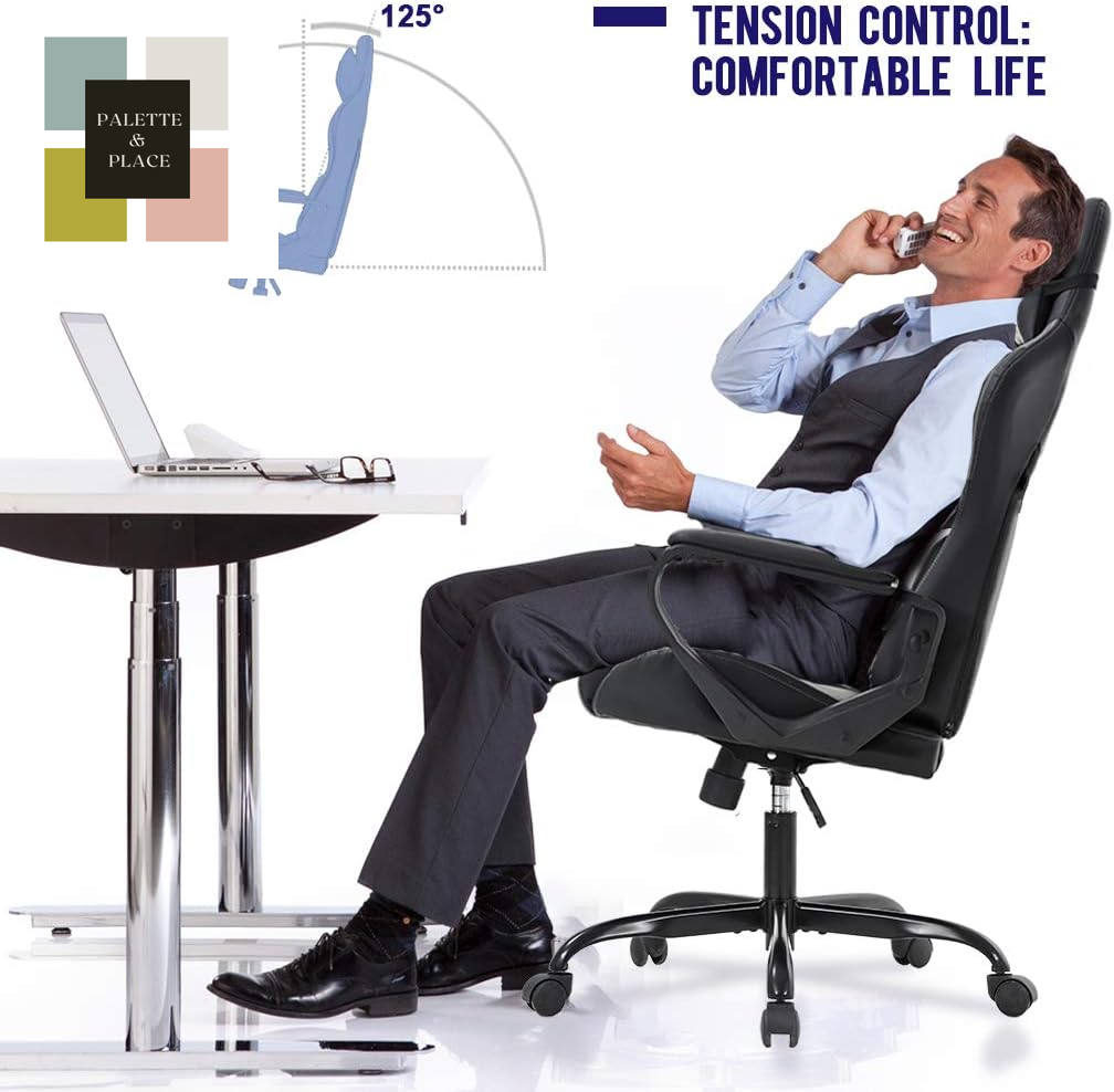 Bestoffice High-Back Gaming Chair PC Office Chair Computer Racing Chair PU Desk Task Chair Ergonomic Executive Swivel Rolling Chair with Lumbar Support for Back Pain Women, Men,White
