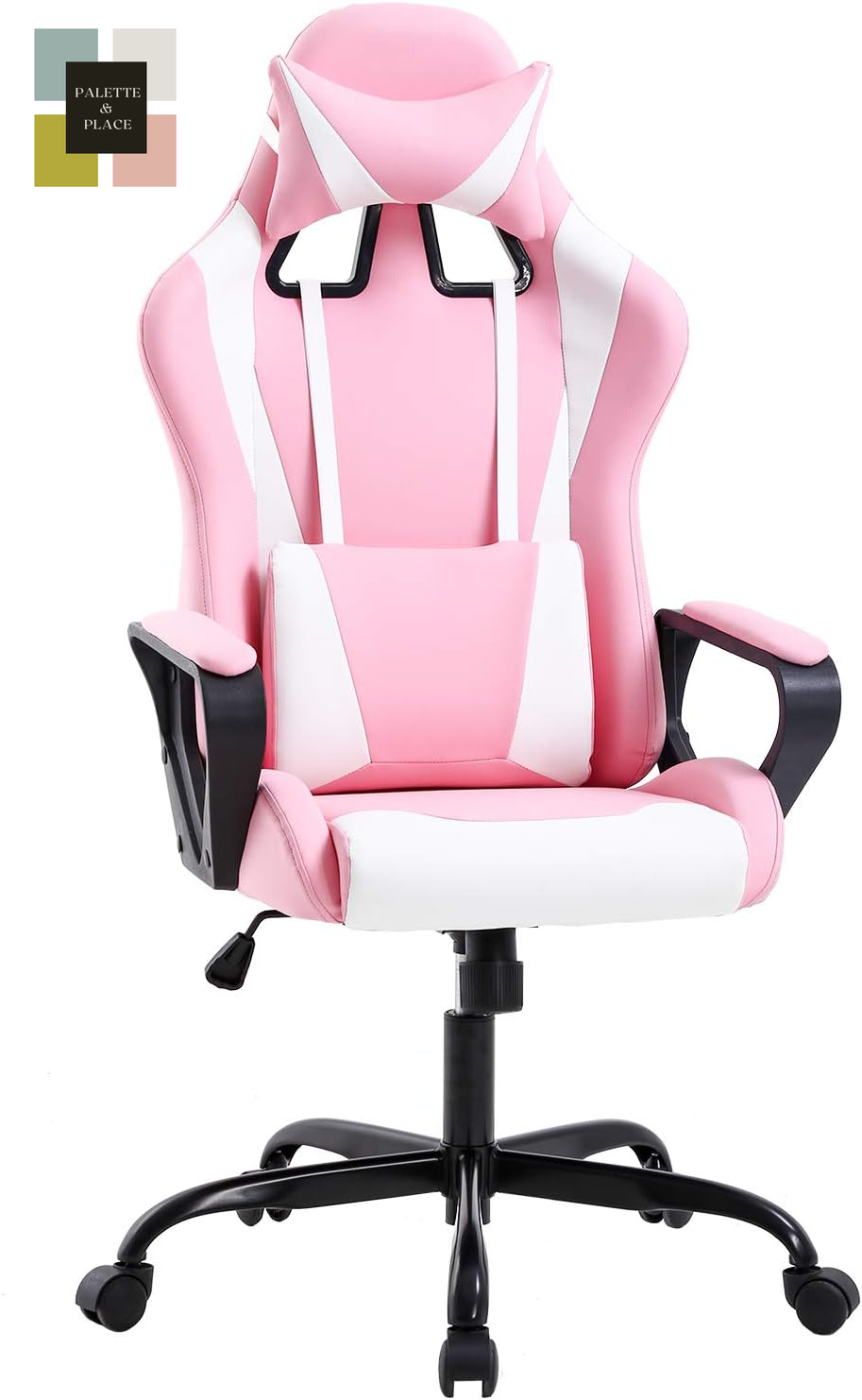 Bestoffice High-Back Gaming Chair PC Office Chair Computer Racing Chair PU Desk Task Chair Ergonomic Executive Swivel Rolling Chair with Lumbar Support for Back Pain Women, Men,White