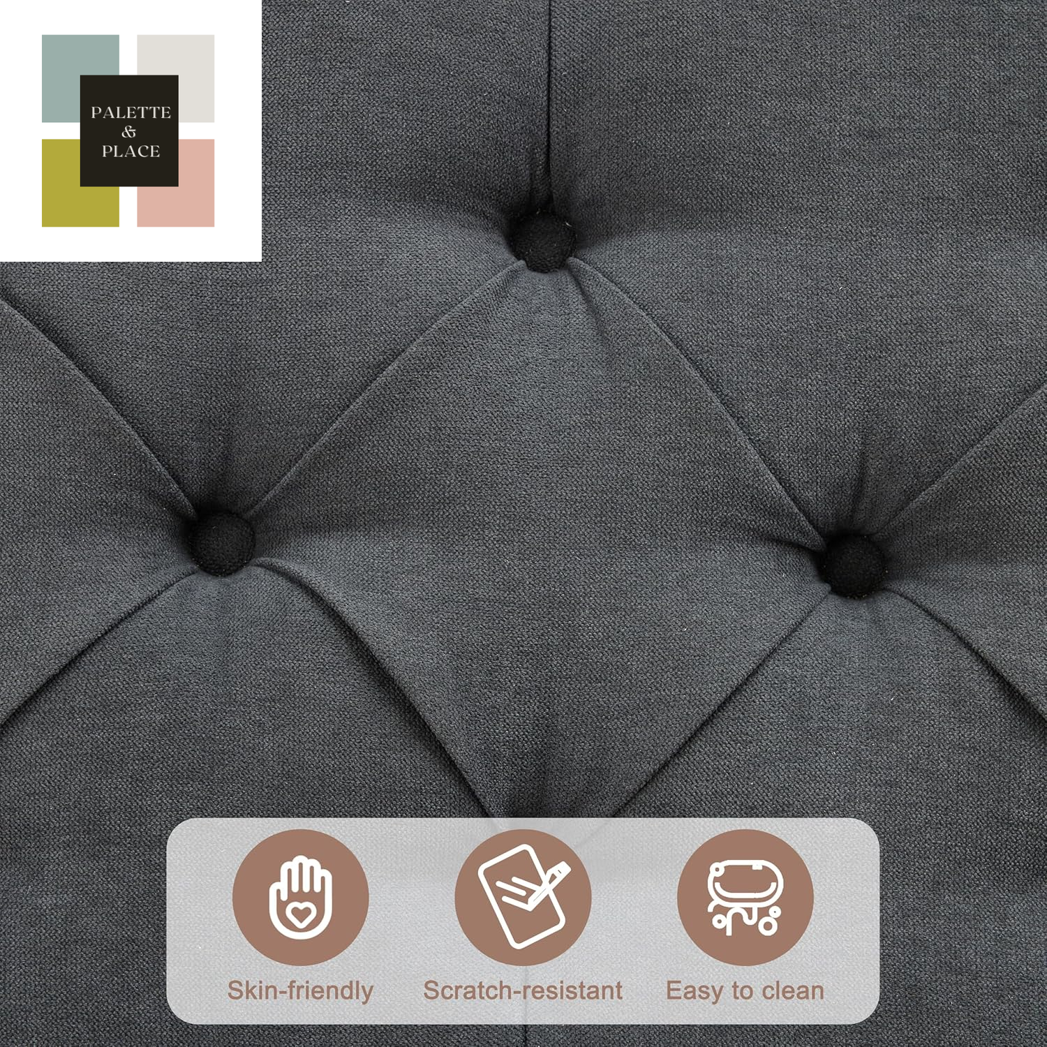 35 Inch Extra Large Storage Ottoman Coffee Table, No Assembly Required, Oversized Square Ottoman with Storage, Tufted Upholstered Ottomans Coffee Table for Living Room (Fabric, Dark Grey)
