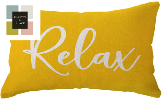 ULOVE LOVE YOURSELF Relax Lumbar Throw Pillow Case 12×20 Inch Housewarming Gifts Farmhouse Yellow Decorative Rectangular/Waist Cushion Cover for Sofa Beach Porch Bench Decor (12"×20", Yellow)