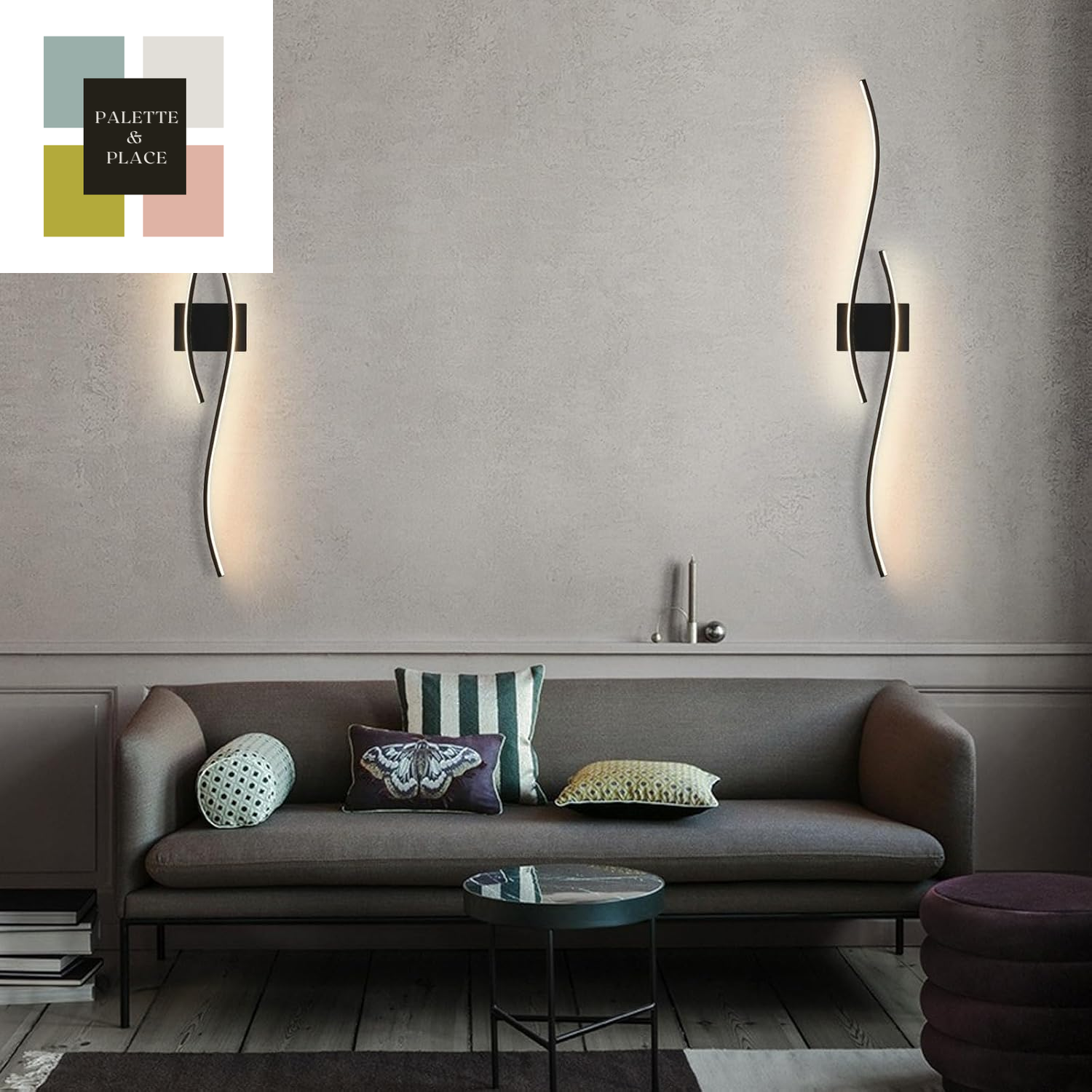 2 Pack Black Wave Wall Sconce 39.37In Modern Led Wall Lamps Bathroom Vanity Lights Lighting Fixtures over Mirror with App Smart Dimmable Light Bar for Bedroom Bedside Living Room Picture Lights