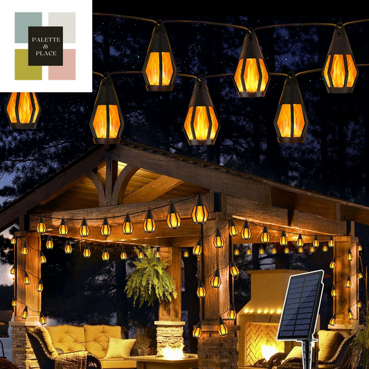 Solar String Lights for Outside, 21Ft Patio Lights with 10 Flickering Flame Light Bulbs, Waterproof Warm White Solar Powered Outdoor Light for Garden Yard Patio Gazebo Bistro Cafe Party Decoration