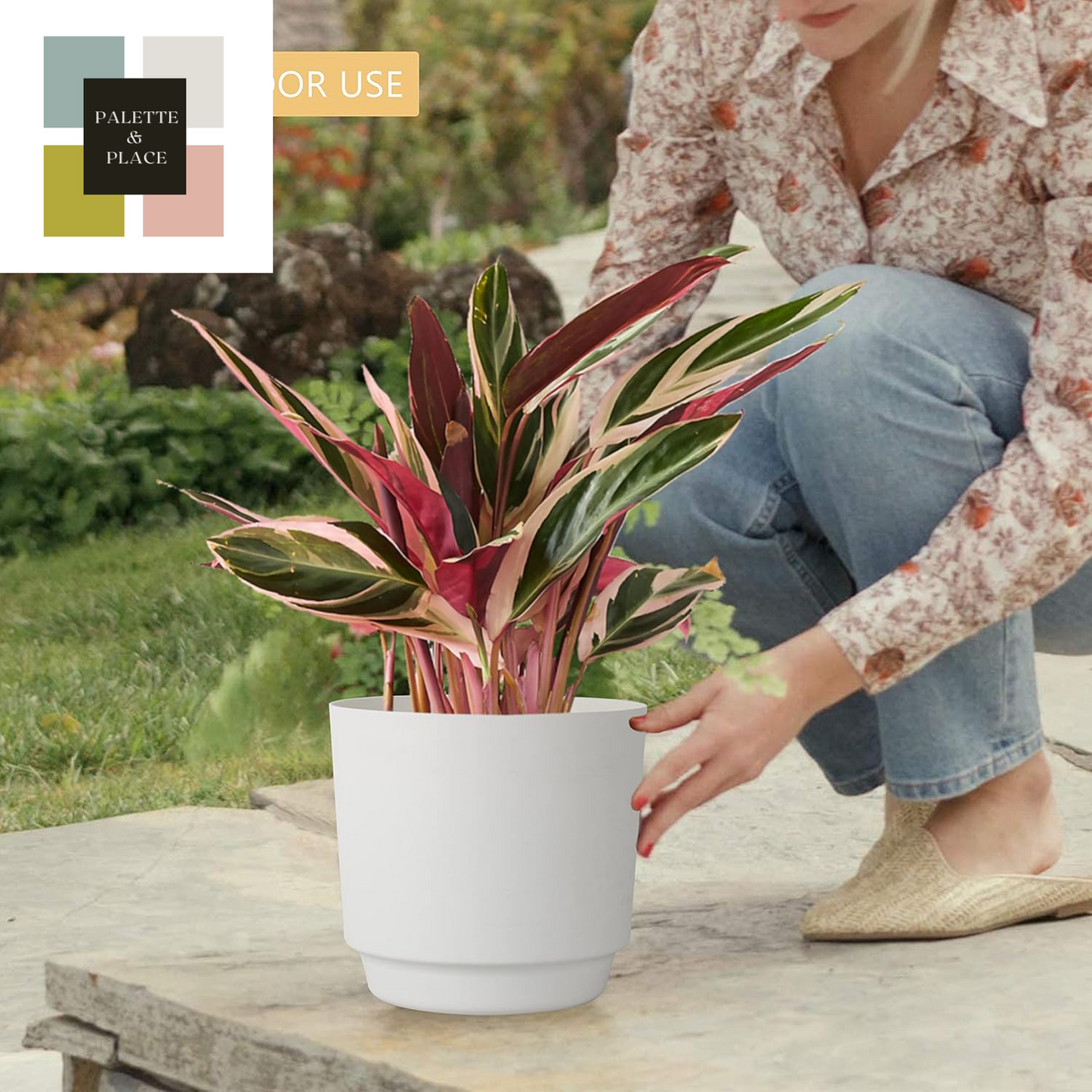 Kubvici Plant Pots for Indoor Plants, 2 Pack 10 Inch Plant Pot Plastic Flower Pots Planters with Drainage Saucer for Indoor Outdoor Garden Home (10" White)